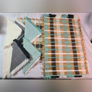 Bamboo Turquoise Placemats Set Of 6 With Matching Cloth Napkins